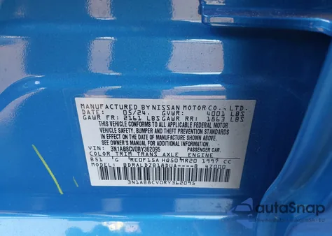 2024 Nissan Sentra Sv Xtronic Cvt из США, поврежденный, VIN 3N1AB8CV0RY362095